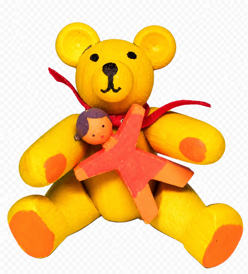 Richard Glaesser Spielbär mit Puppe aus Seiffen im Erzgebirge