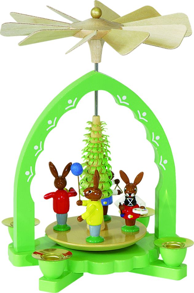 Richard Glaesser Pyramide Hasen bunt aus Seiffen im Erzgebirge