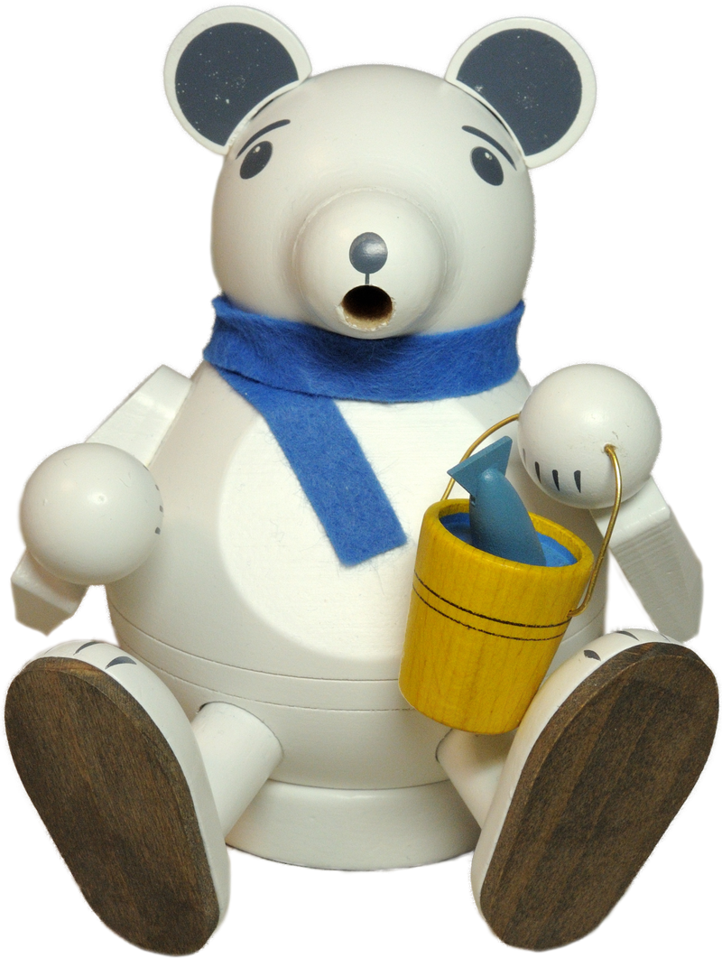 Richard Glaesser Rauchfigur Eisbär sitzend aus Seiffen im Erzgebirge